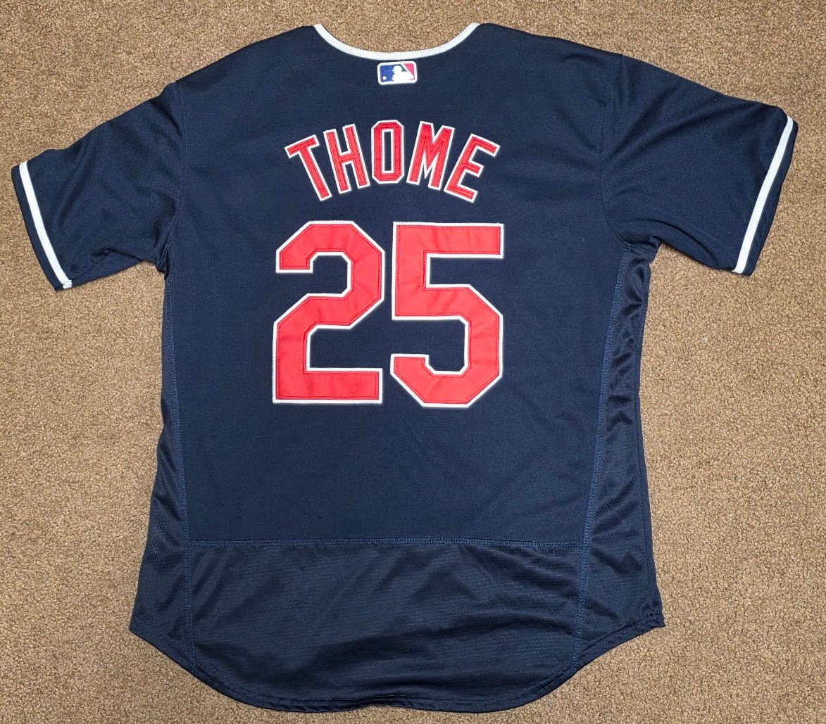 MLB Cleveland Indians Jim Thome #25 Blue Majestic Jersey, Size 44 (L)