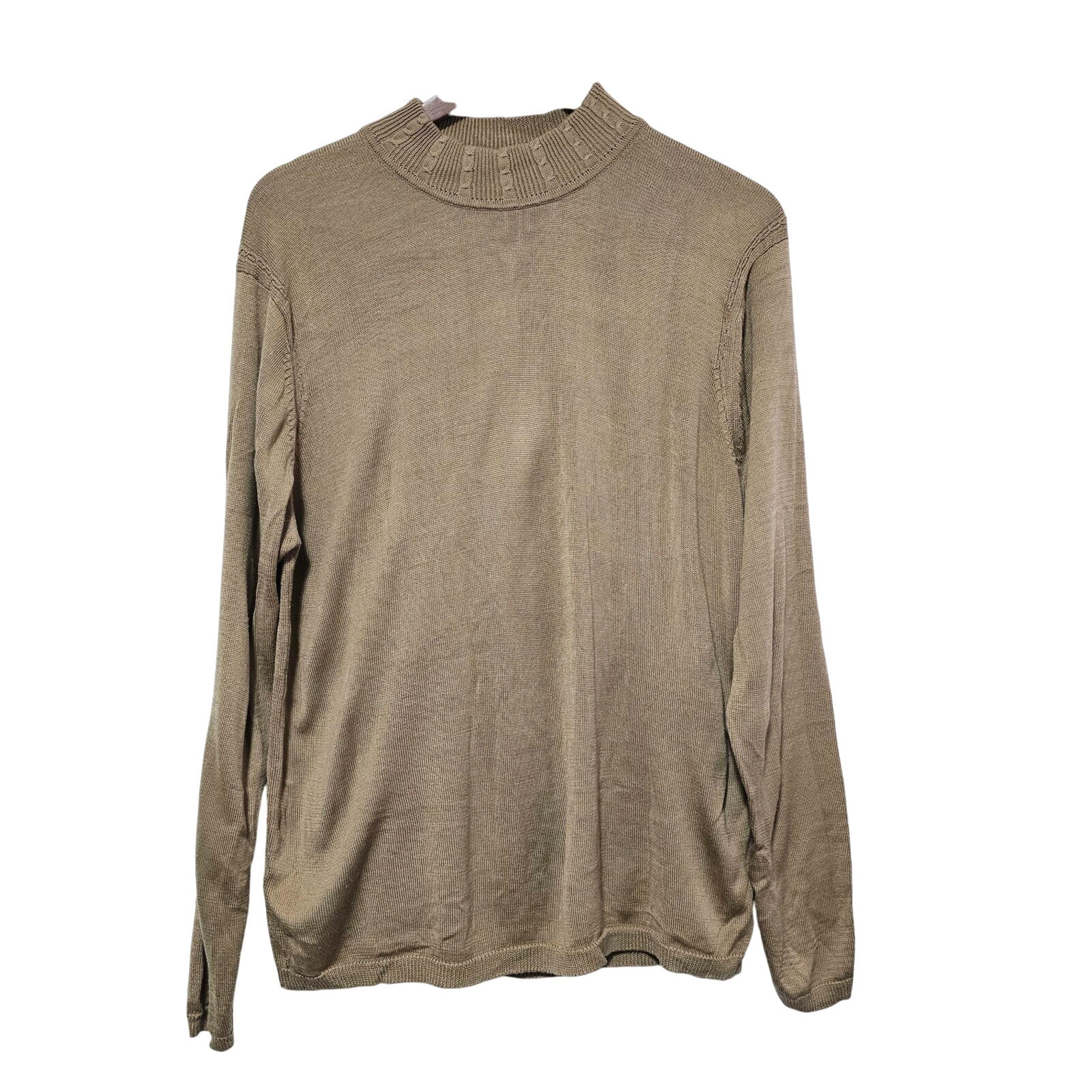 Orvis 100% Silk Sweater Mock Turtleneck Brown Long Sleeve Womens Size XL Neutral