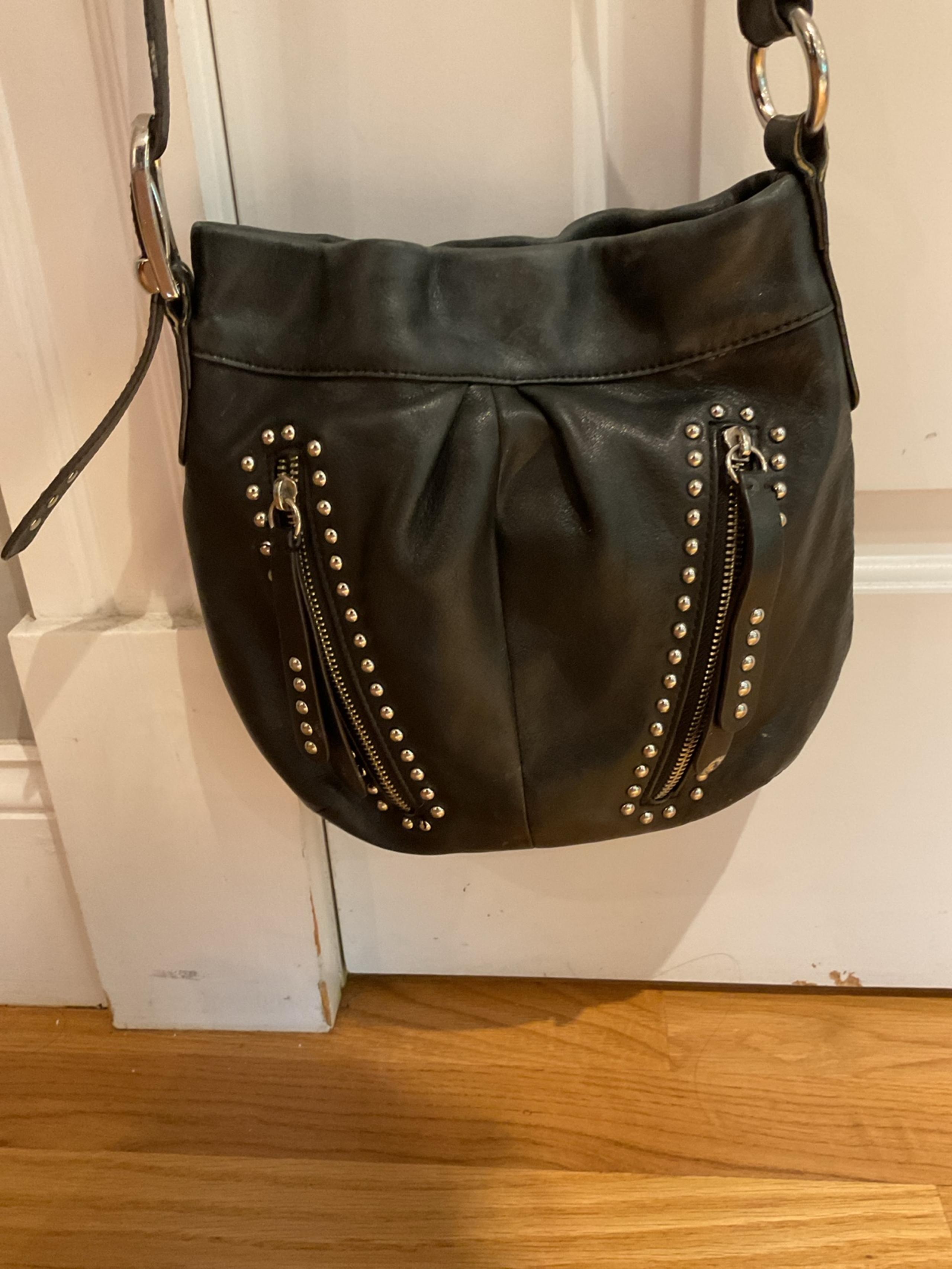 B. Makowsky black studded leather crossbody