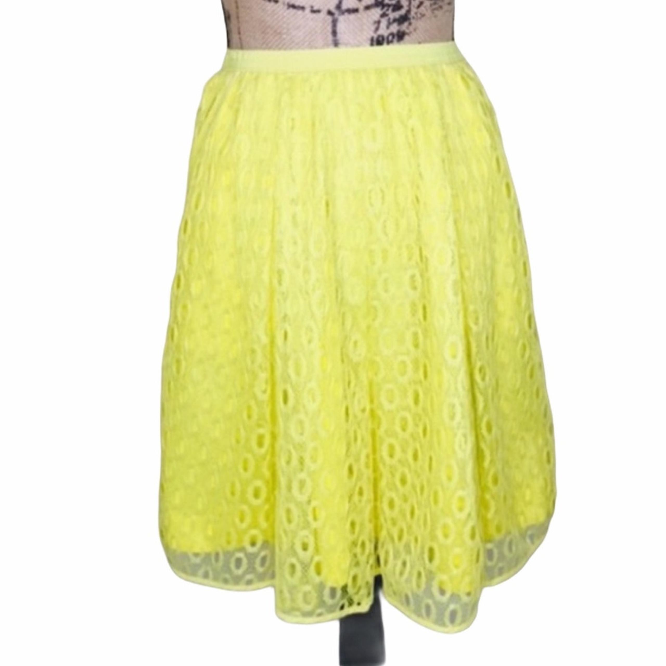 ANTHROPOLOGIE Maeve Yellow Garden Party Lace Overlay Skirt Size 0