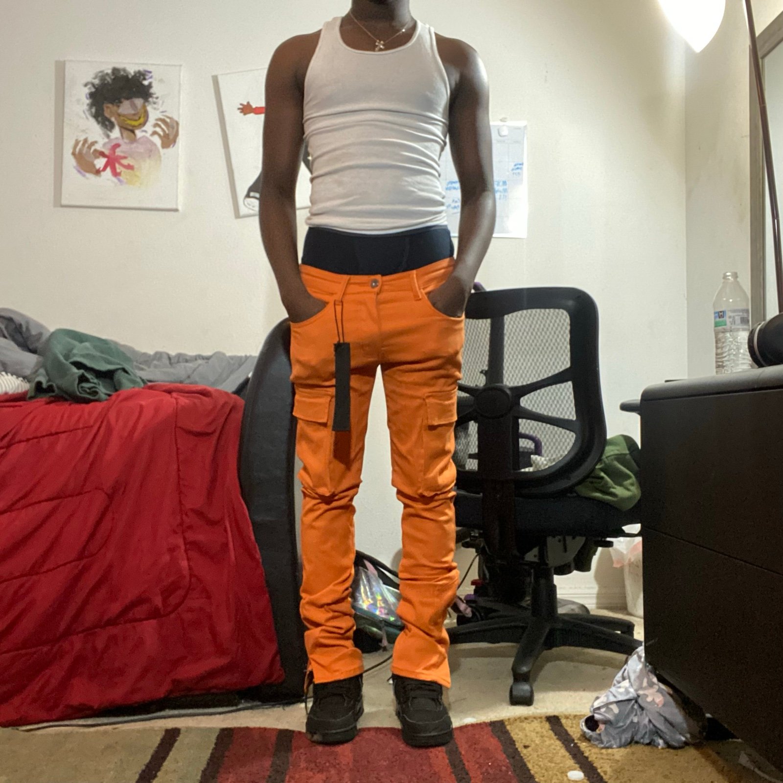 Orange kdnk stacked jeans
