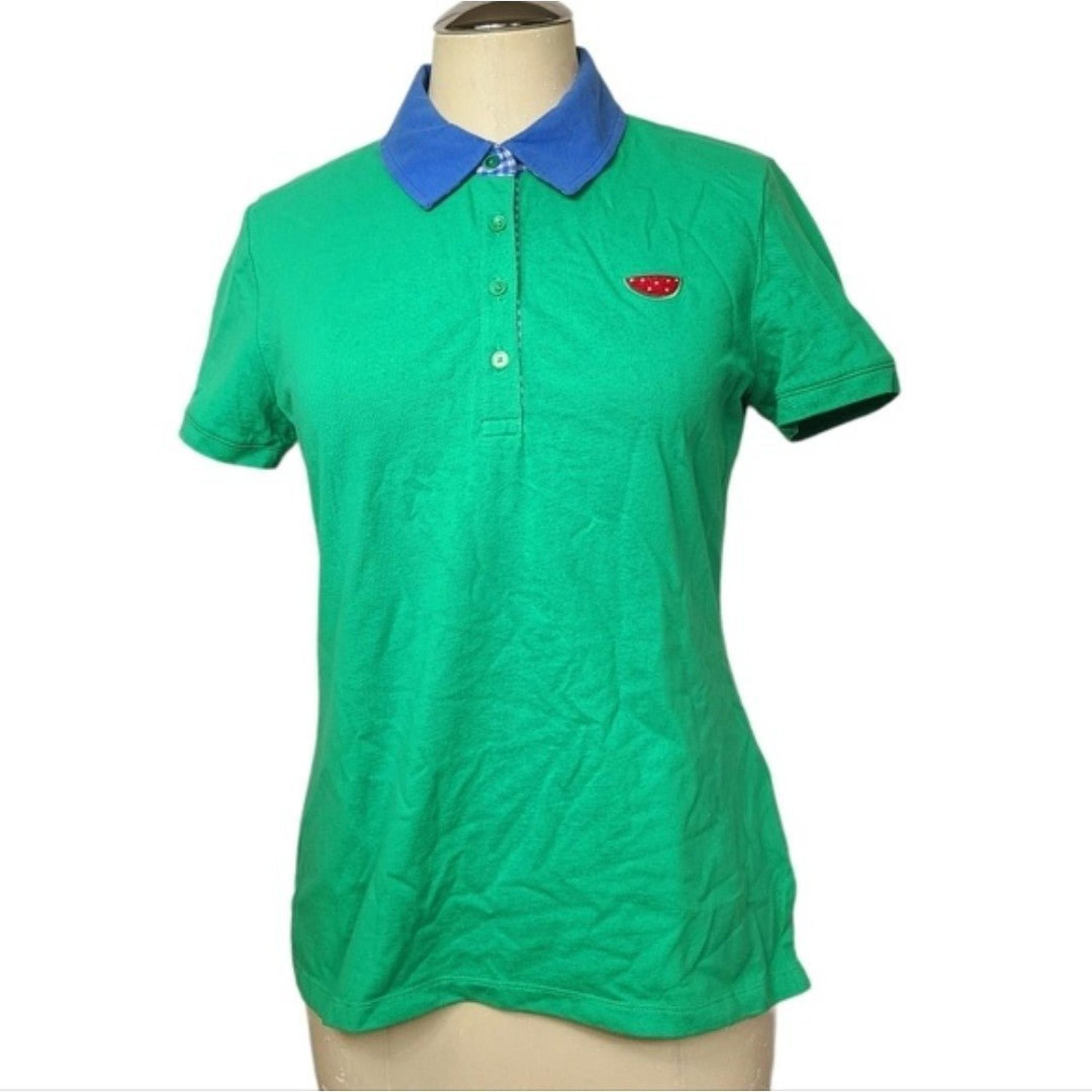 Talbots Green Blue Watermelon Polo Shirt Women's S