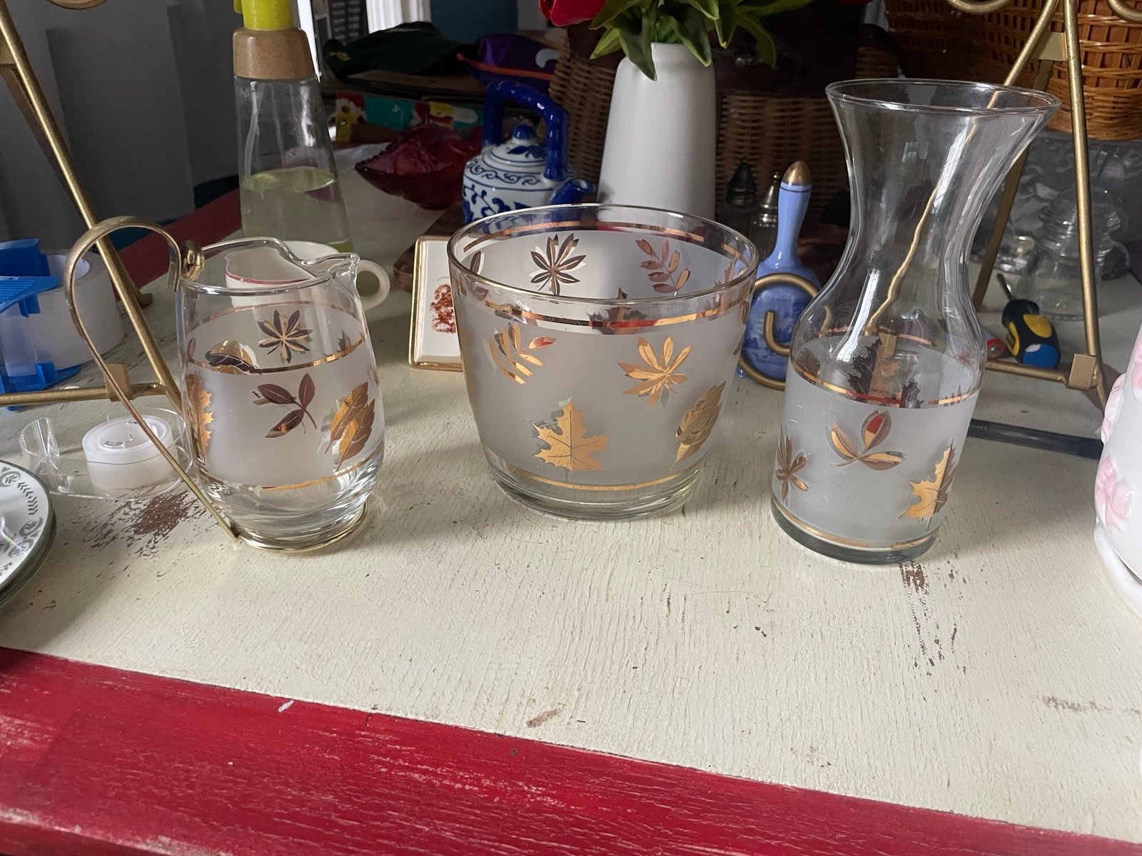 Vintage Libbey Gold Leaf Bar set