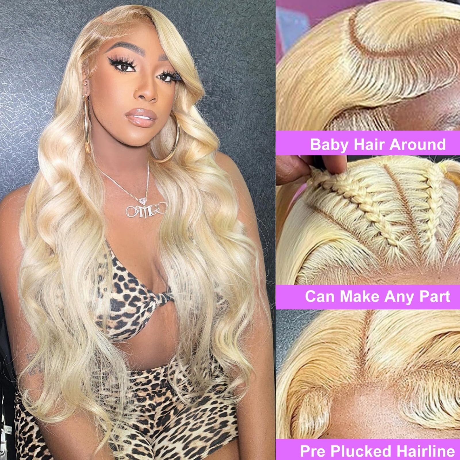 Blonde Lace Front Wigs Human Hair 13x4 Body Wave 613 24 inches