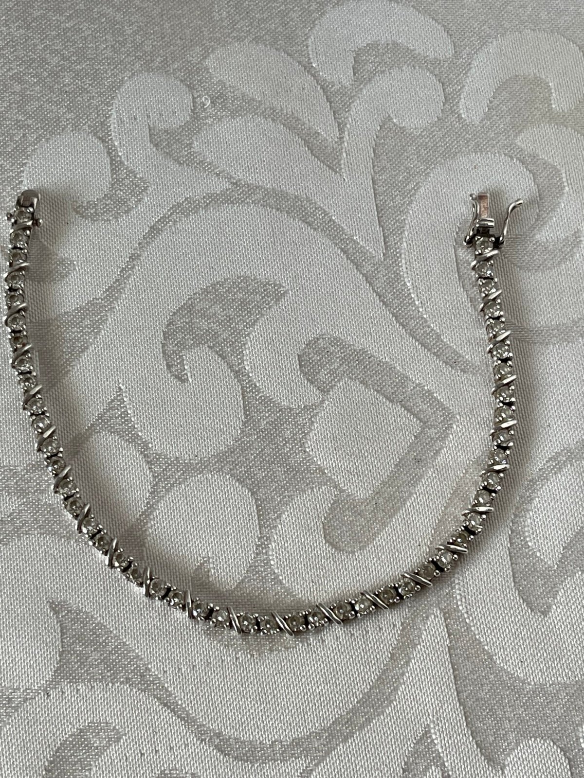 DQCZ STERLING SILVER ROUND CUT BRILLIANT DIAMONIQUE CZ TENNIS BRACELET 7.5”