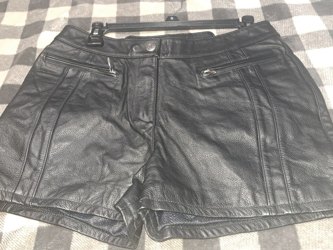 Vintage Harley Davidson leather shorts.