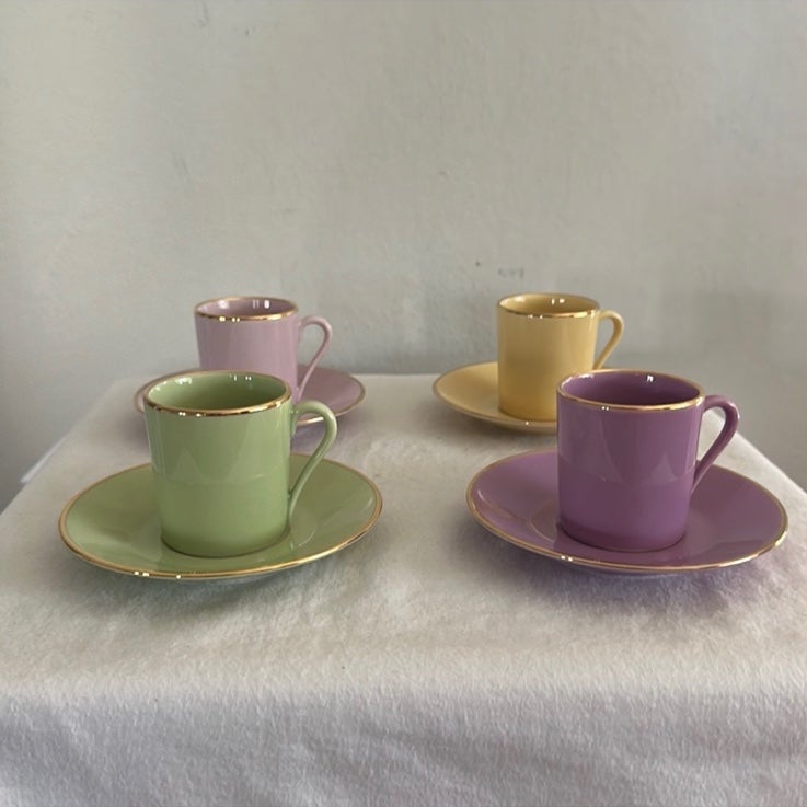 Vintage Yves Deshoulieres Set of Four Cups and Saucers France