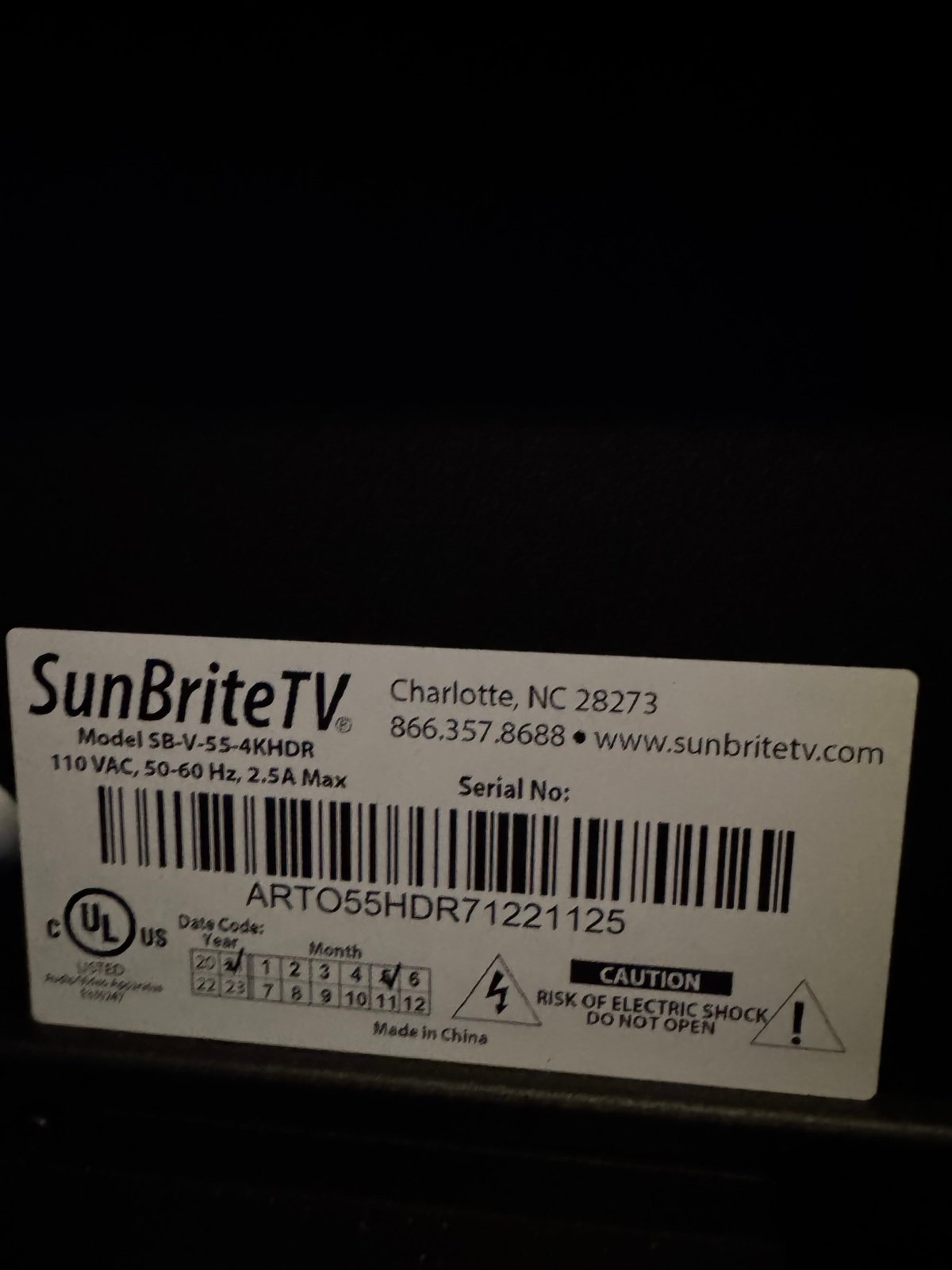 SunBriteTV “55 inch