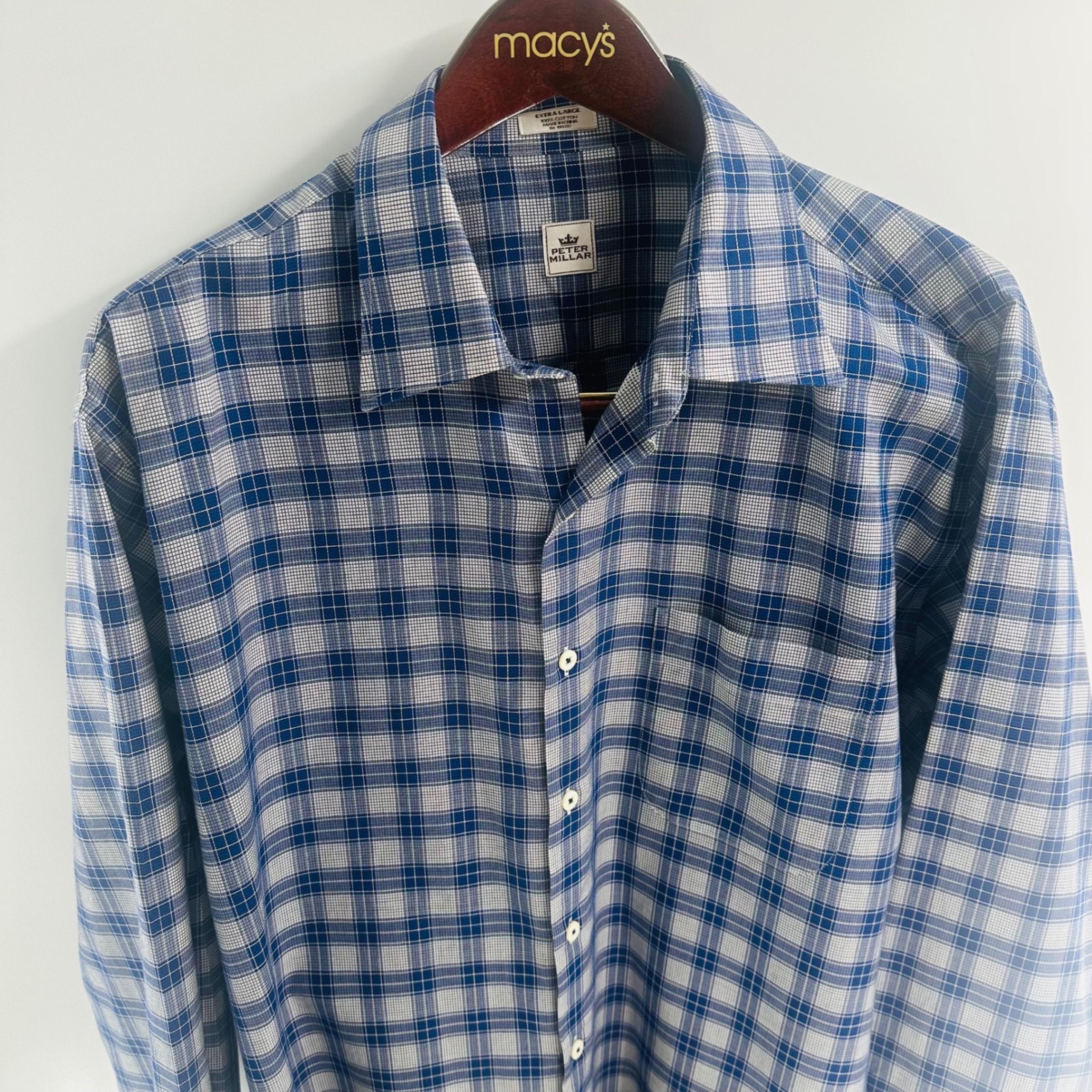 Peter Millar Crown Ease Plaid Button Down Long Sleeve Shirt Mens