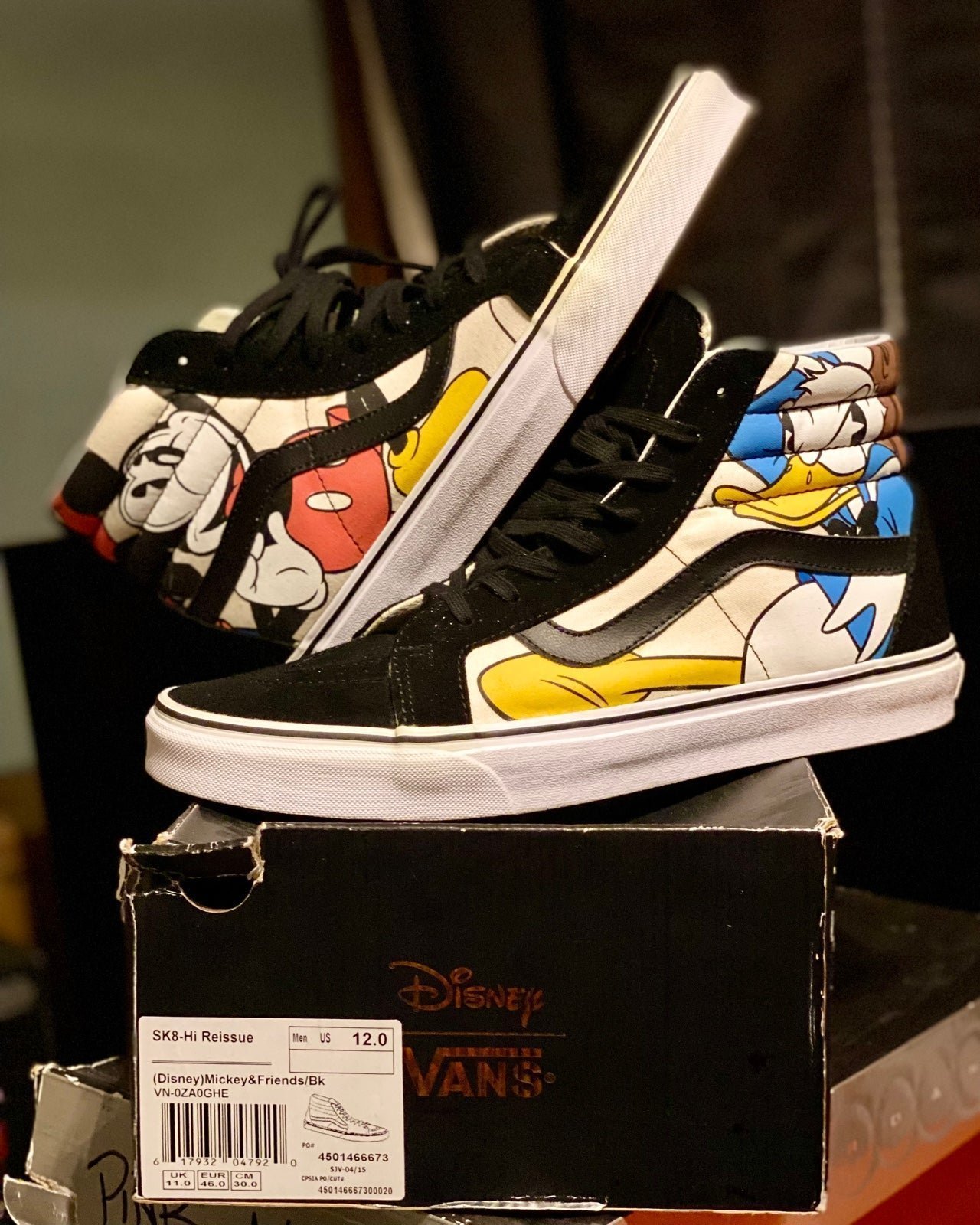 Vans Disney old skool high Mens Sz 12 Donald Duck Mickey Mouse Pluto Goofy