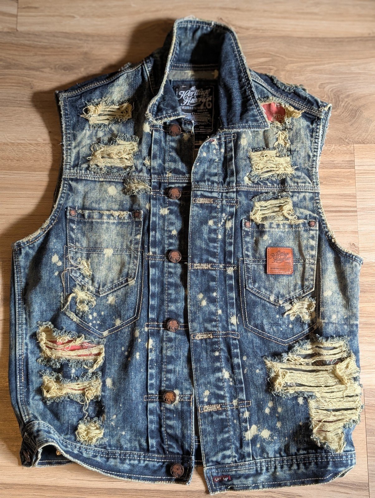 The Heritage By America 1776 Vest Mens Medium Blue Denim Distillery