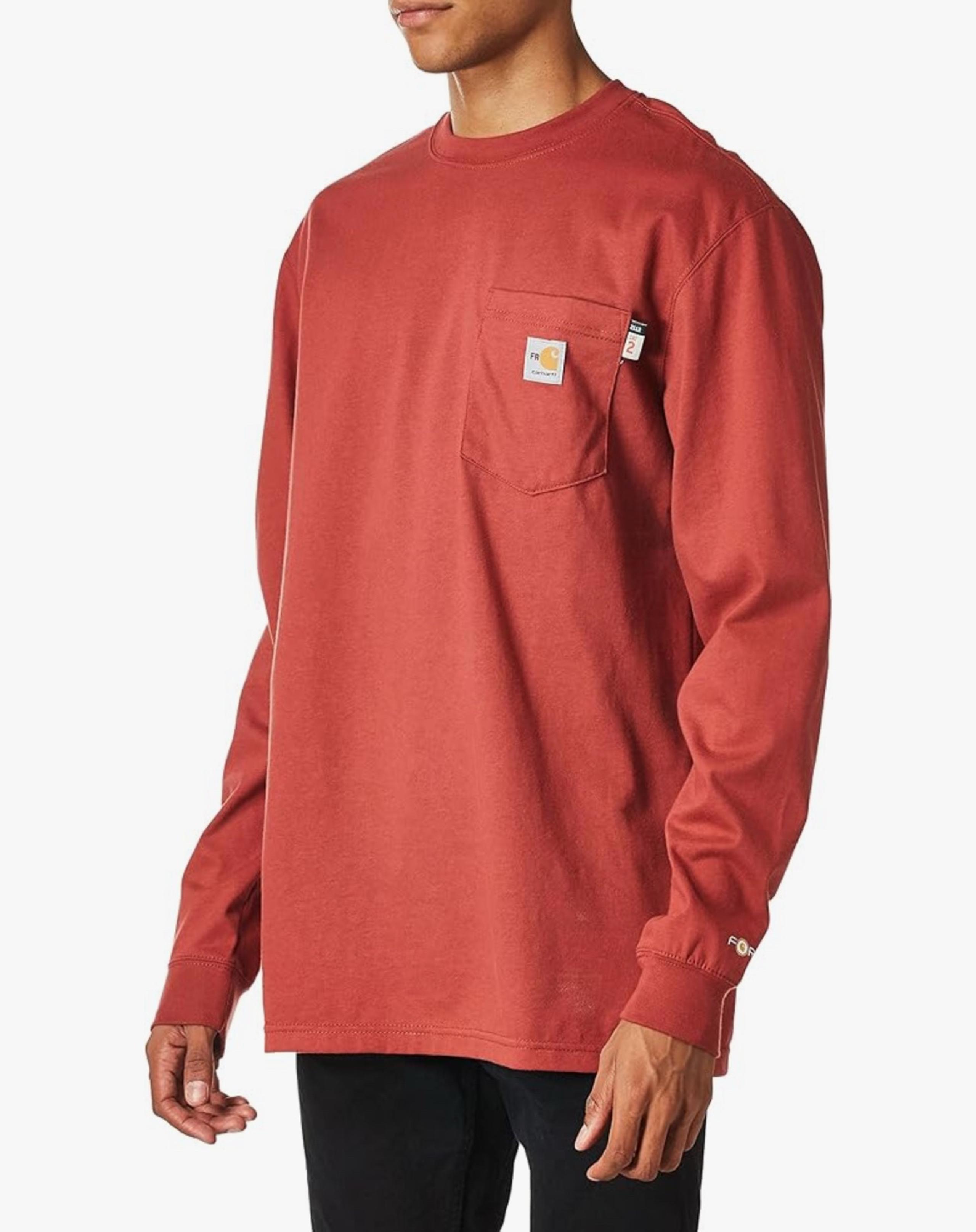 Carhartt Men's Flame-Resistant Force Cotton Long-Sleeve T-Shirt Burnt Red XL New