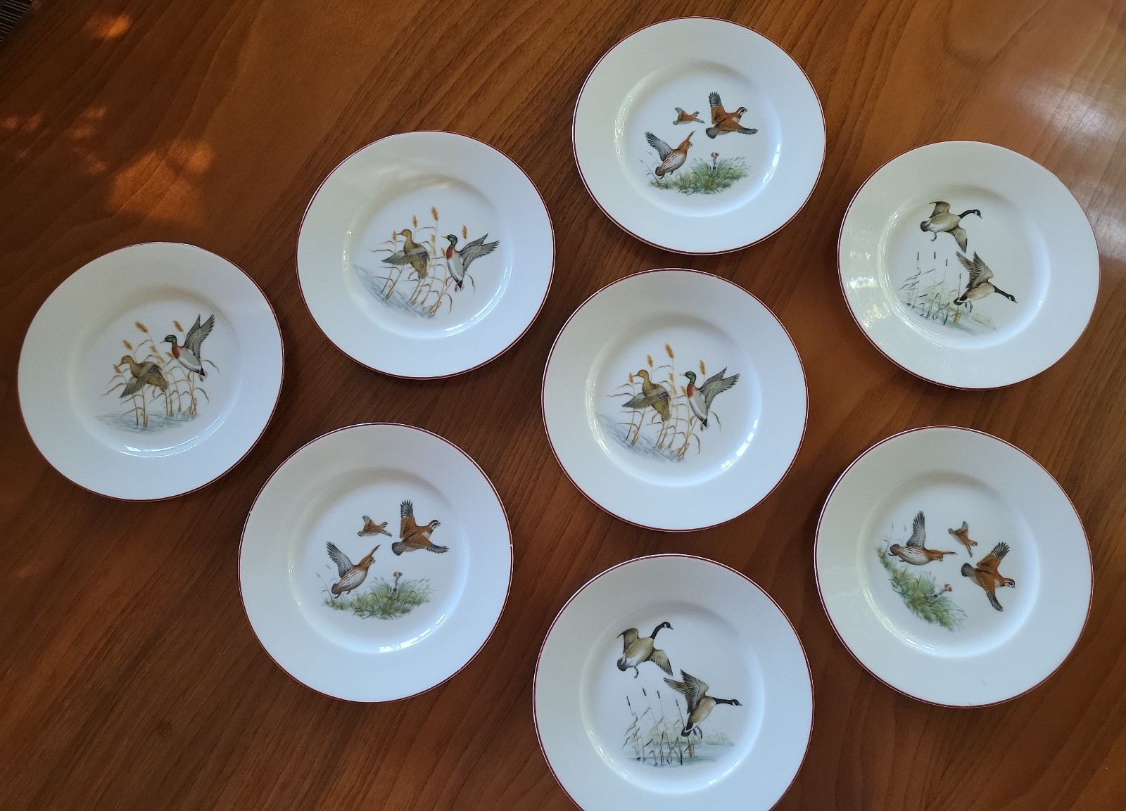 Set of 8 Porcelaine de Paris 7.5 Limoges canapé/salad/dessert plates water fowl