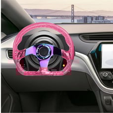 NEW JDM Universal 6-Hole 326mm Vip Pink Crystal Bubble Neo Spoke Steering Wheel