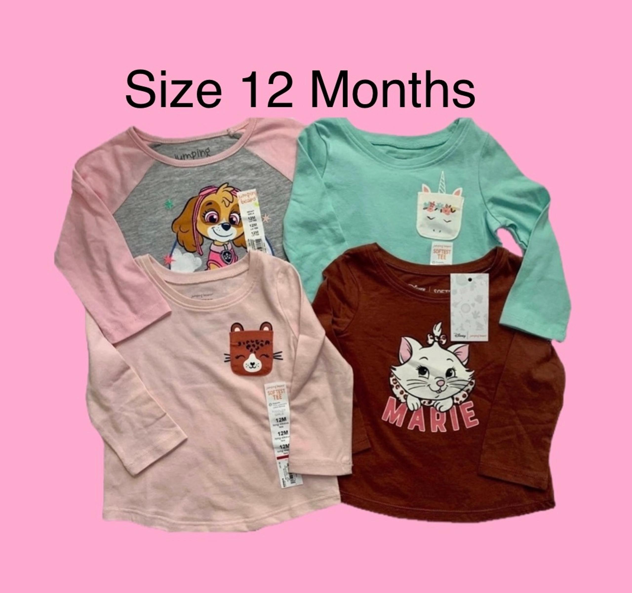 Jumping Beans Fall Winter Shirt Bundle Baby Girl 12 Months NWT Paw Patrol Disney