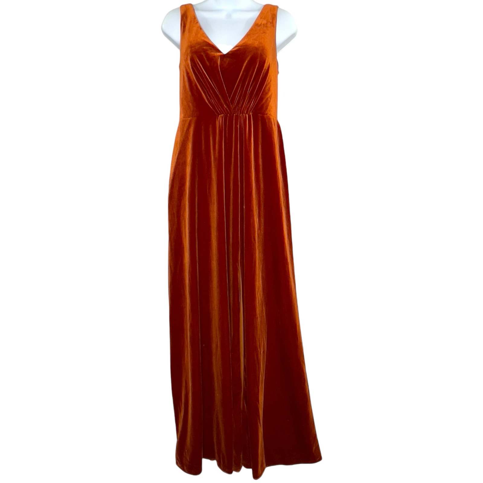 AW Bridal 4 V Neck A Line Velvet Bridesmaid Dress Formal Party Burnt Orange