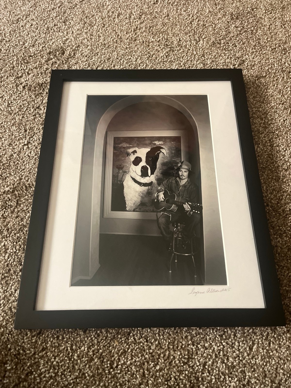 Johnny Depp portrait with dog painting