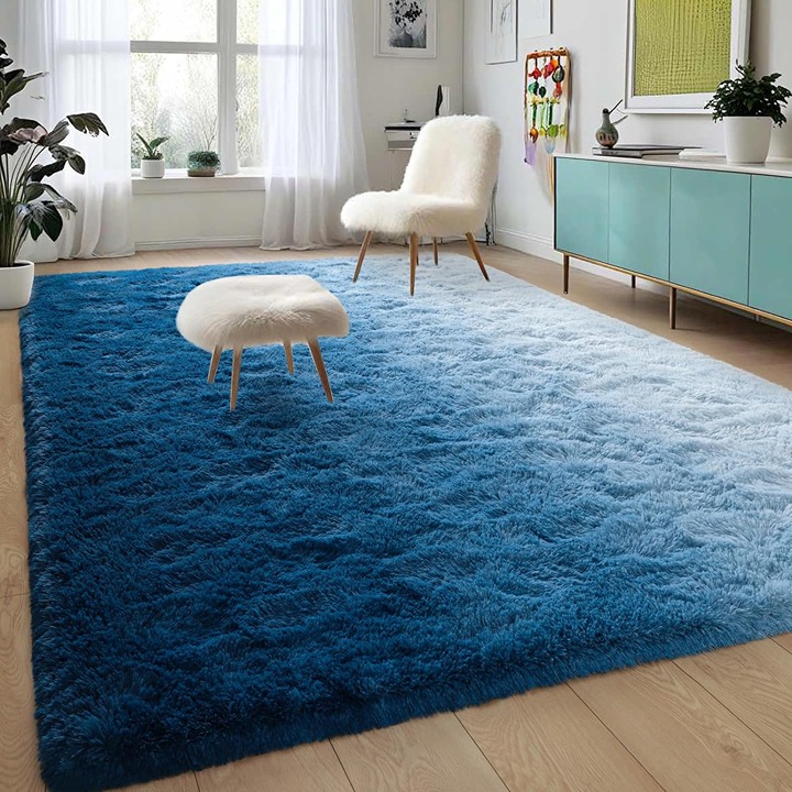 4' x 6' Modern Indoor Livingroom Bedroom Home Area Rugs, Navy Blue