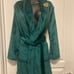 Juicy Couture luxurious emerald green bathrobe with silver writing faux fir -S/M