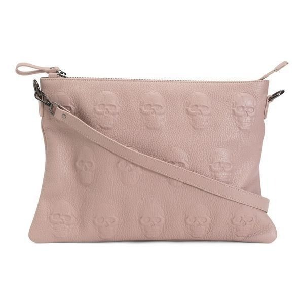 NEW IO Pelle Leather Skull Crossbody Handbag