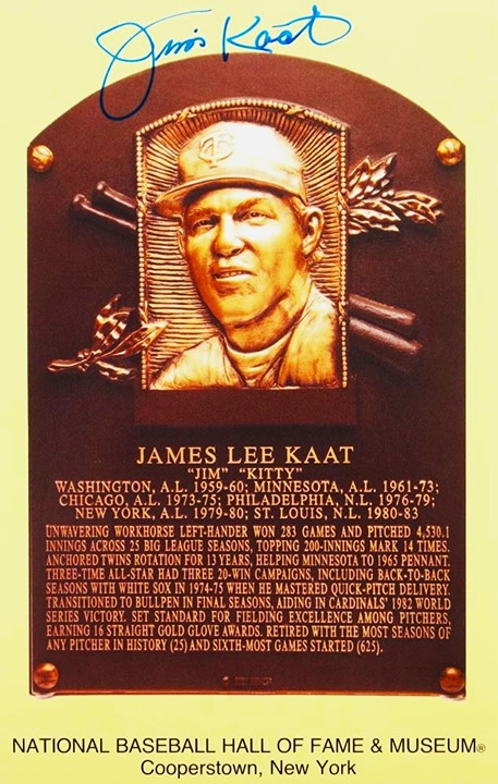 Jim Kaat Minnesota Twins Signed Hall of Fame Plaque Postcard (Beckett) Free Ship