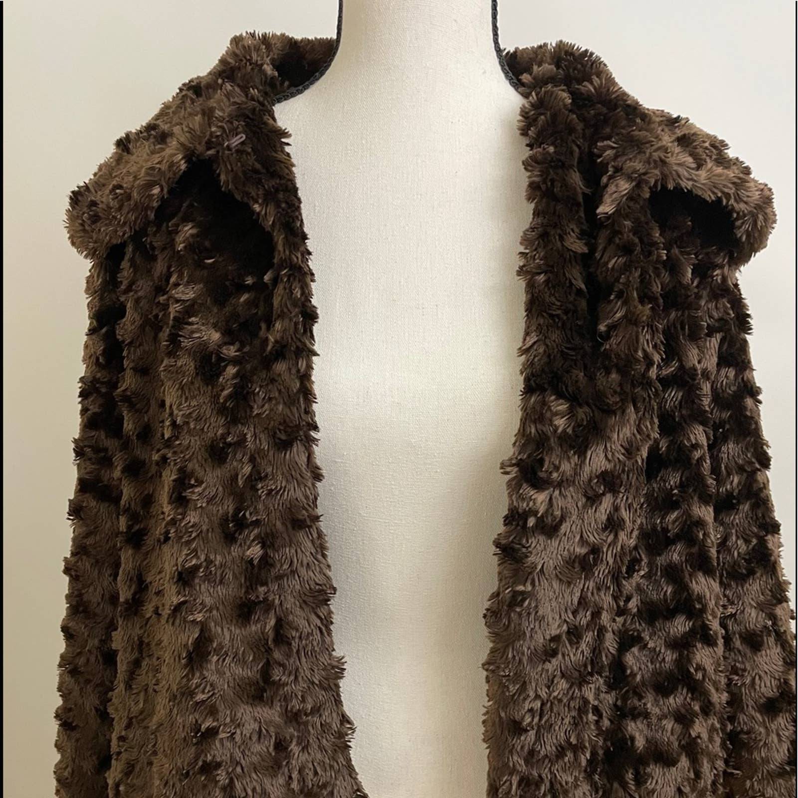 Miit faux fur fluffy short coat brown