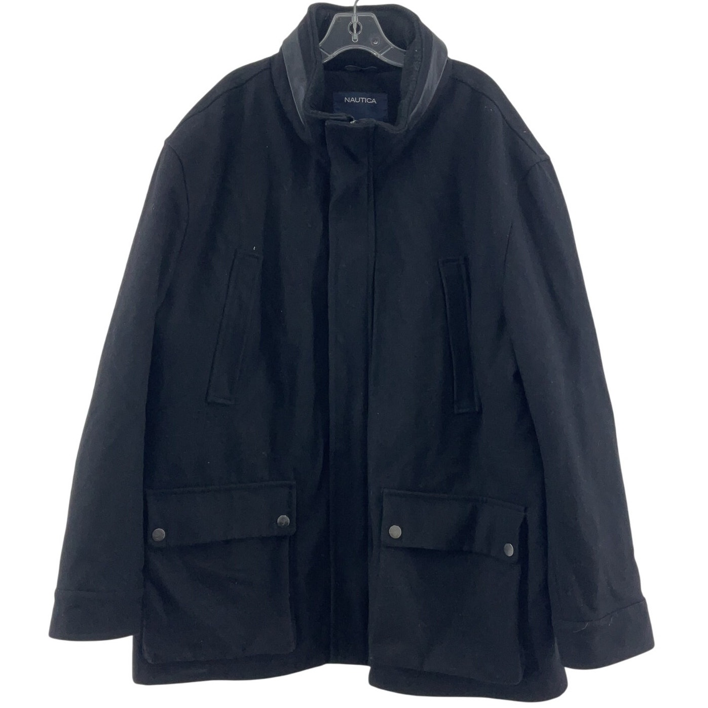 Nautica Black Wool Blend Elbow Patches Coat Men’s 2XL Big & Tall Preowned