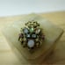Vintage Coro crown shaped marquise crystals and moonstone brooch