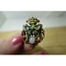 Vintage Coro crown shaped marquise crystals and moonstone brooch