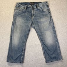 Silver Jeans Men’s Size 40x30 Gordie Jeans Straight Left Denim Thick Stitch