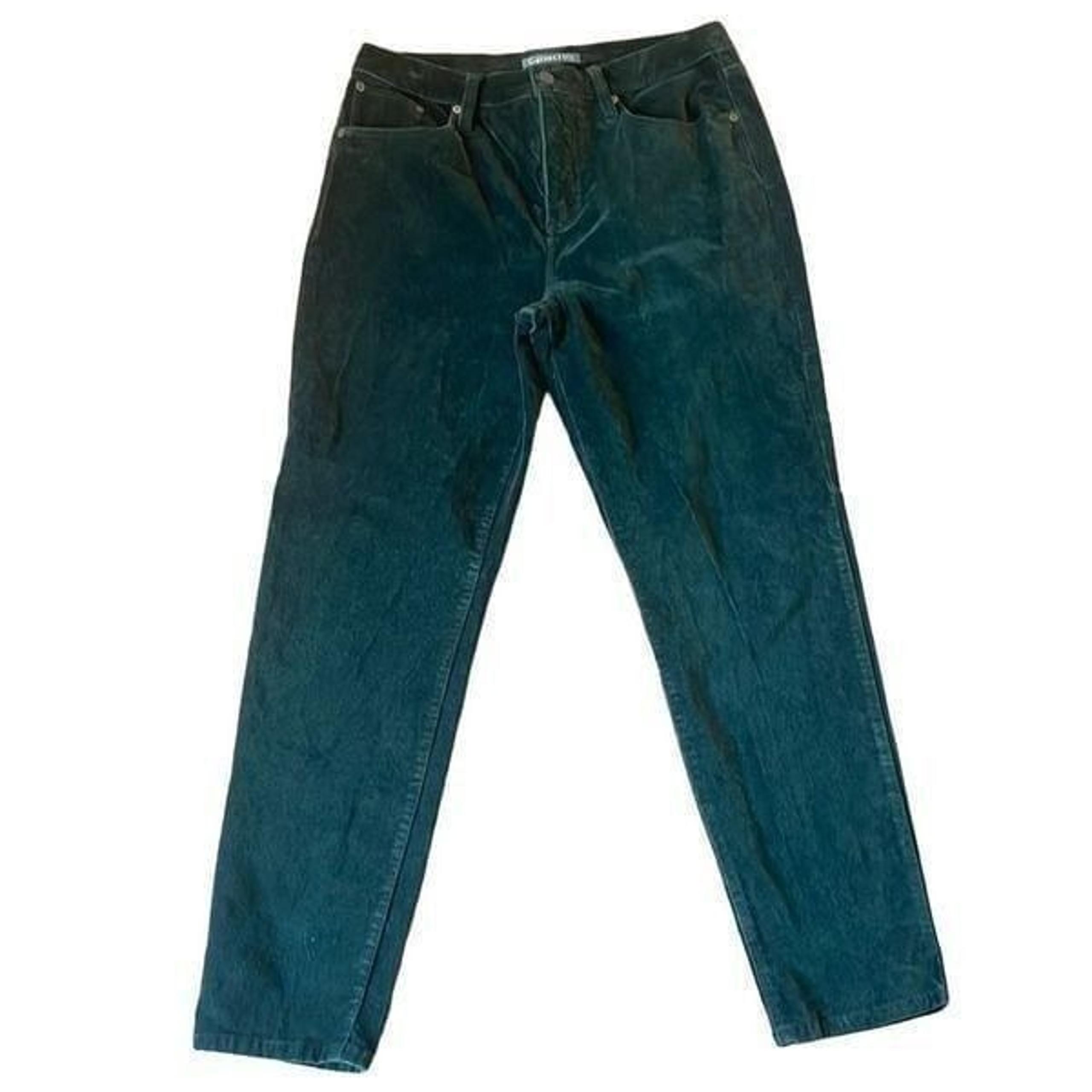 Garnet Hill green velvet high rise straight leg pants 12