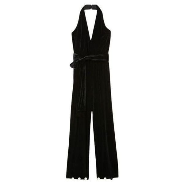 BANANA REPUBLIC Black Velvet Jumpsuit - Size 16