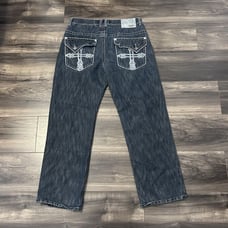 Southpole Y2K Embroidered Flap Pocket Crosses Grunge Baggy Jeans Men 34x31 Blue