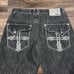 Southpole Y2K Embroidered Flap Pocket Crosses Grunge Baggy Jeans Men 34x31 Blue
