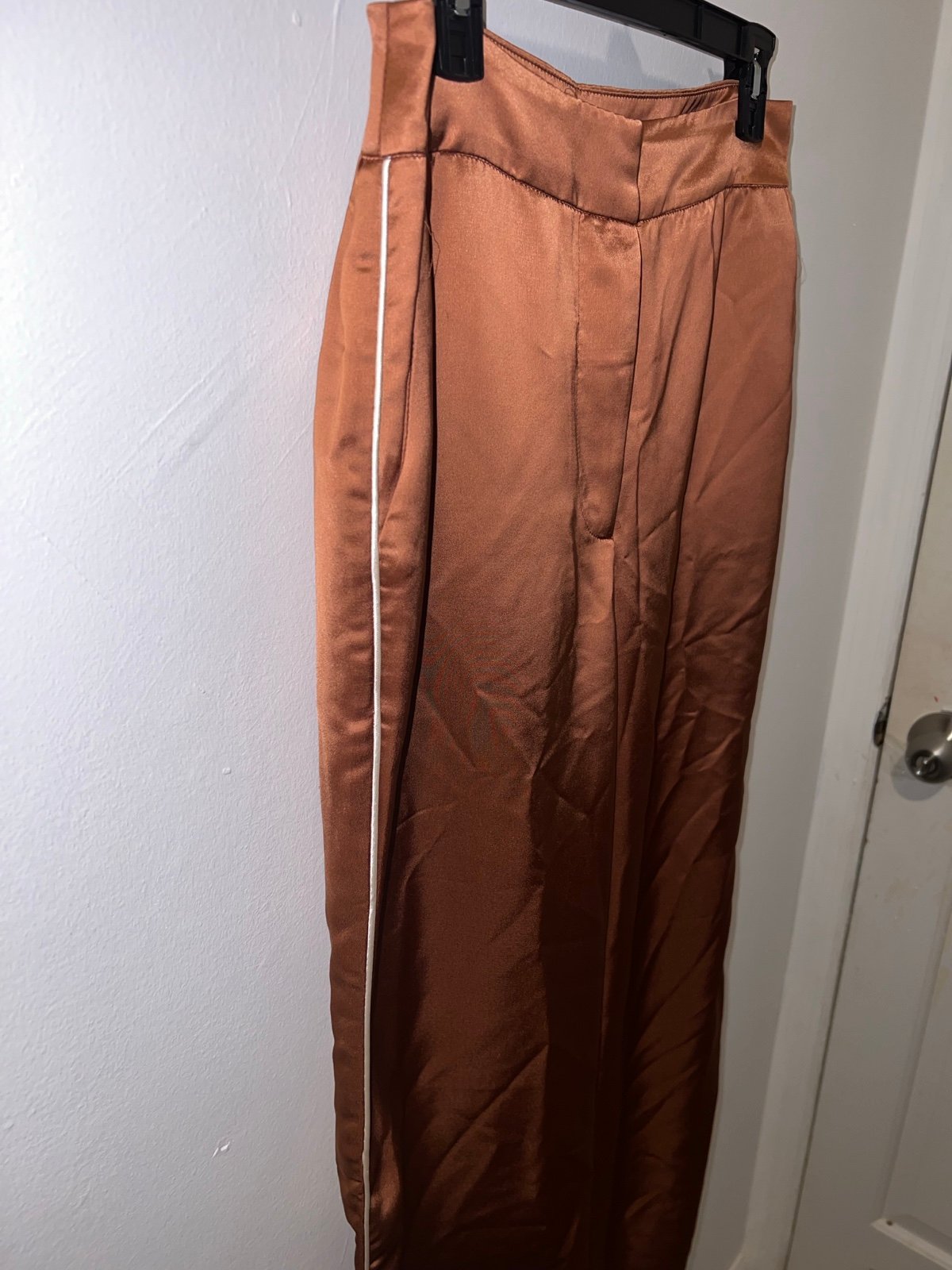Jason Wu Burnt Orange Satin Wide Leg Pants Size 6