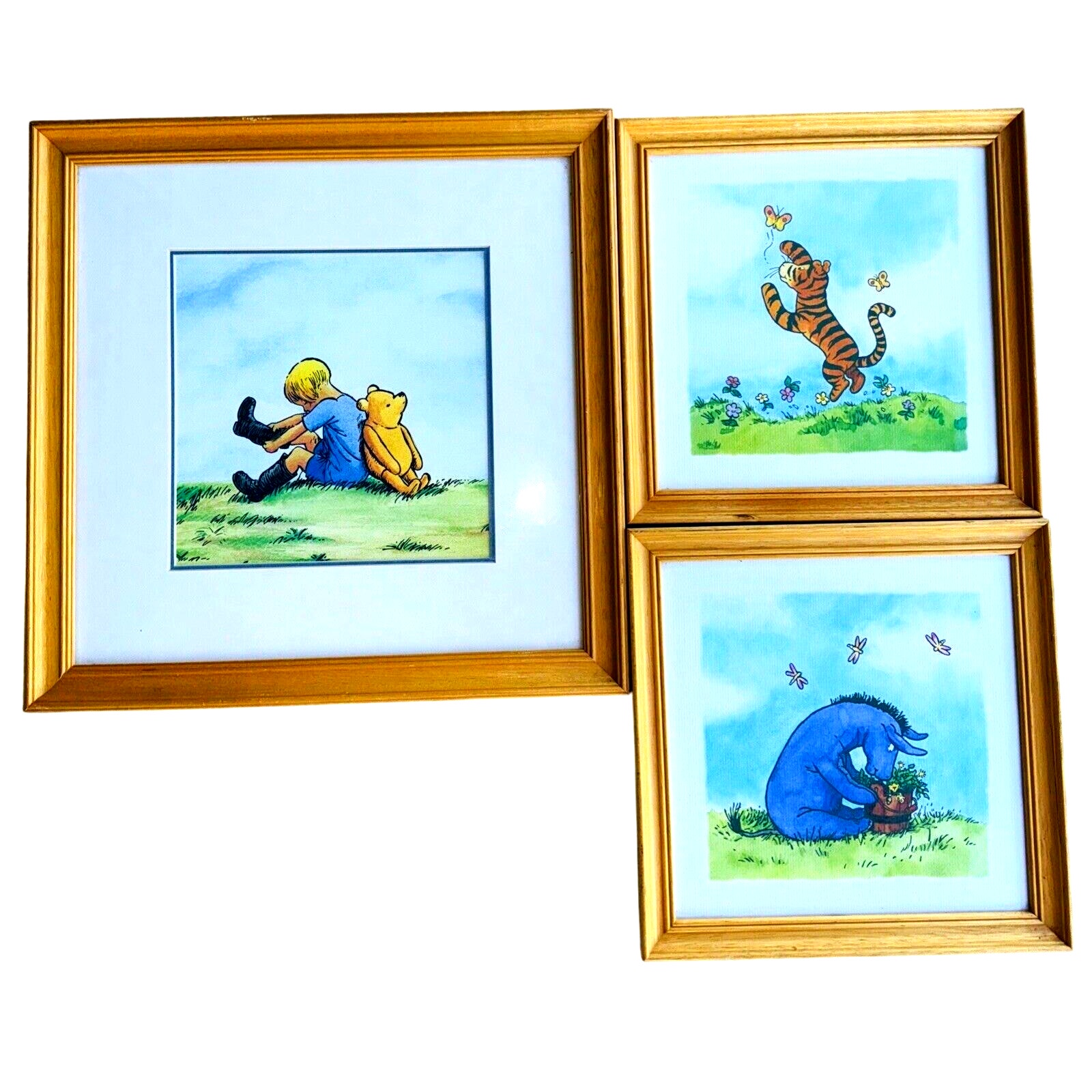 3 Framed 90s Disney Classic Winnie The Pooh Art Print SET Tigger Eeyore Michael