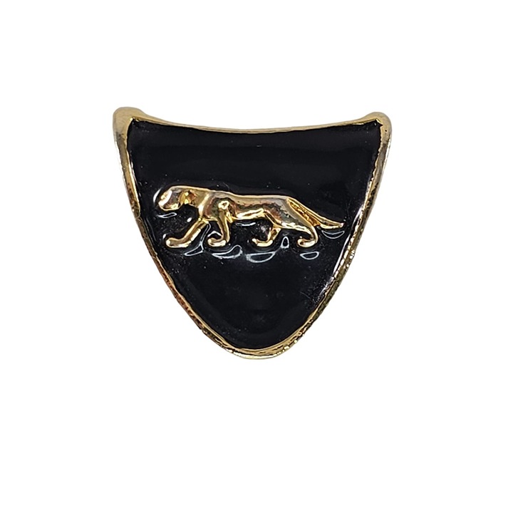Vintage Gold Black Tone Panther Shield Slide Pendant