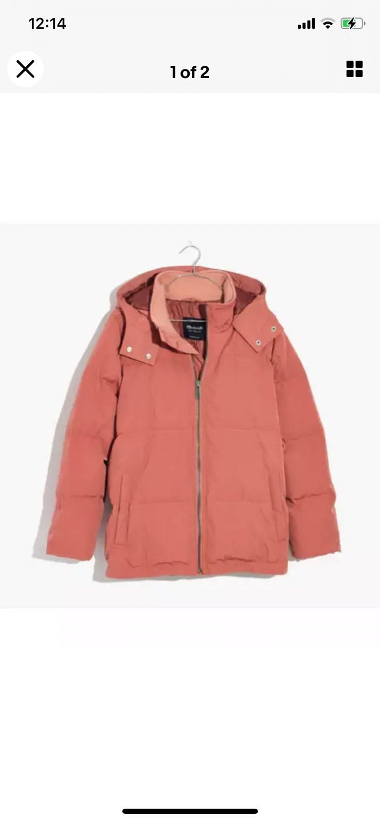 Madewell quilted down puffer pink jacket sz xs