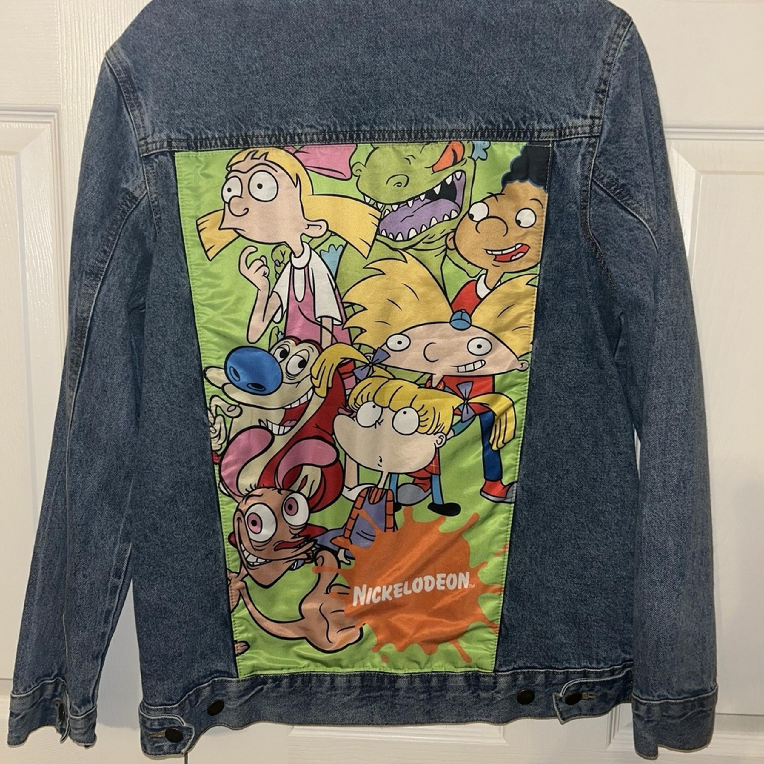 Vintage Nickelodeon Denim Jean Blue Jacket  Size small Ren Stimpy Jimmy Neutron
