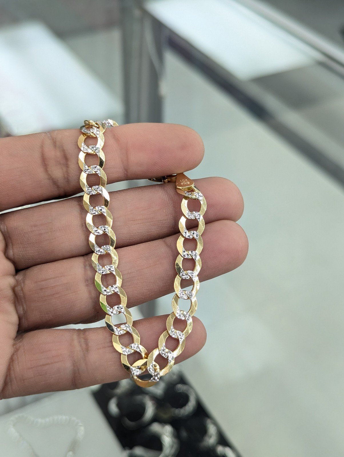 10kt Real Solid Gold Cuban Diamond Cut Bracelet 8.5 mm 8 Inches