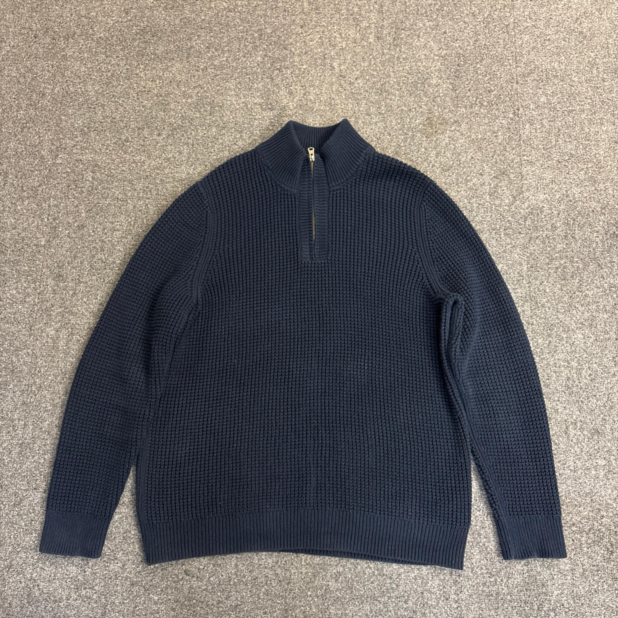 L.L.Bean  Organic Cotton Quarter Zip Sweater Pullover Men’s LT Blue Heavy Winter