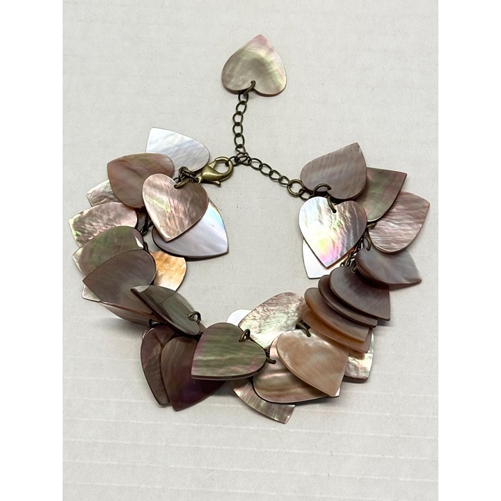 Vintage abalone Shell heart charm bracelet