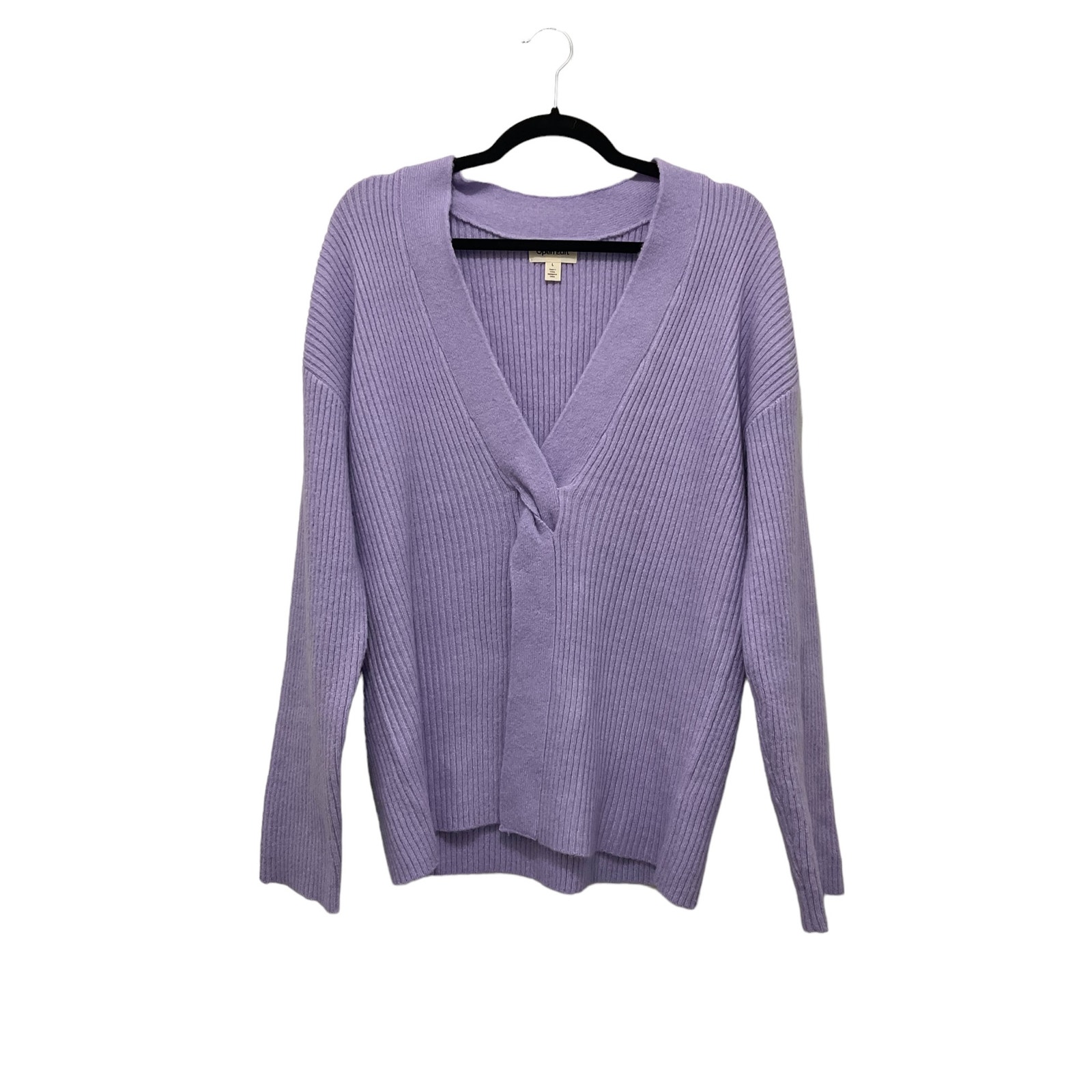 Open Edit Lavender Twist Front Sweater