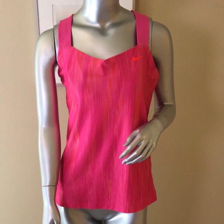 Nike Dri-Fit Crossed Strap Tank Top With Built In Shelf Bra