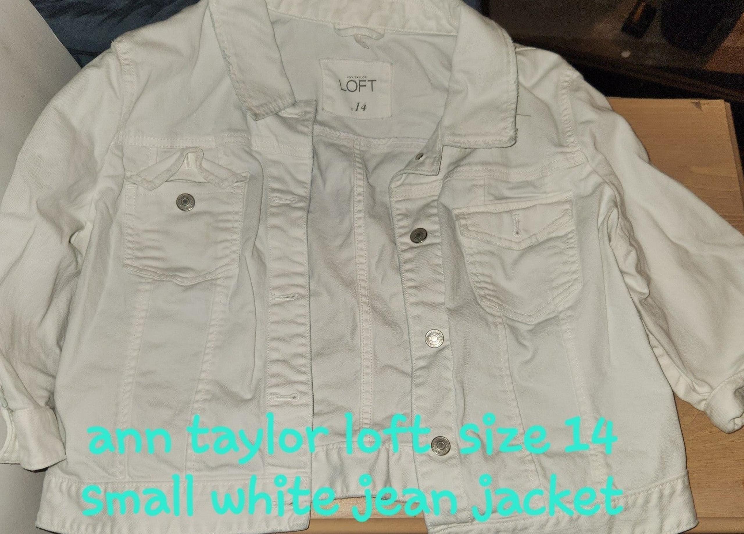 Ann taylor loft white denim jacket size 14