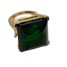 Kenneth Jay Lane Large Gold Plated Green Glass Crystal Adjustable Ring 5 - 9