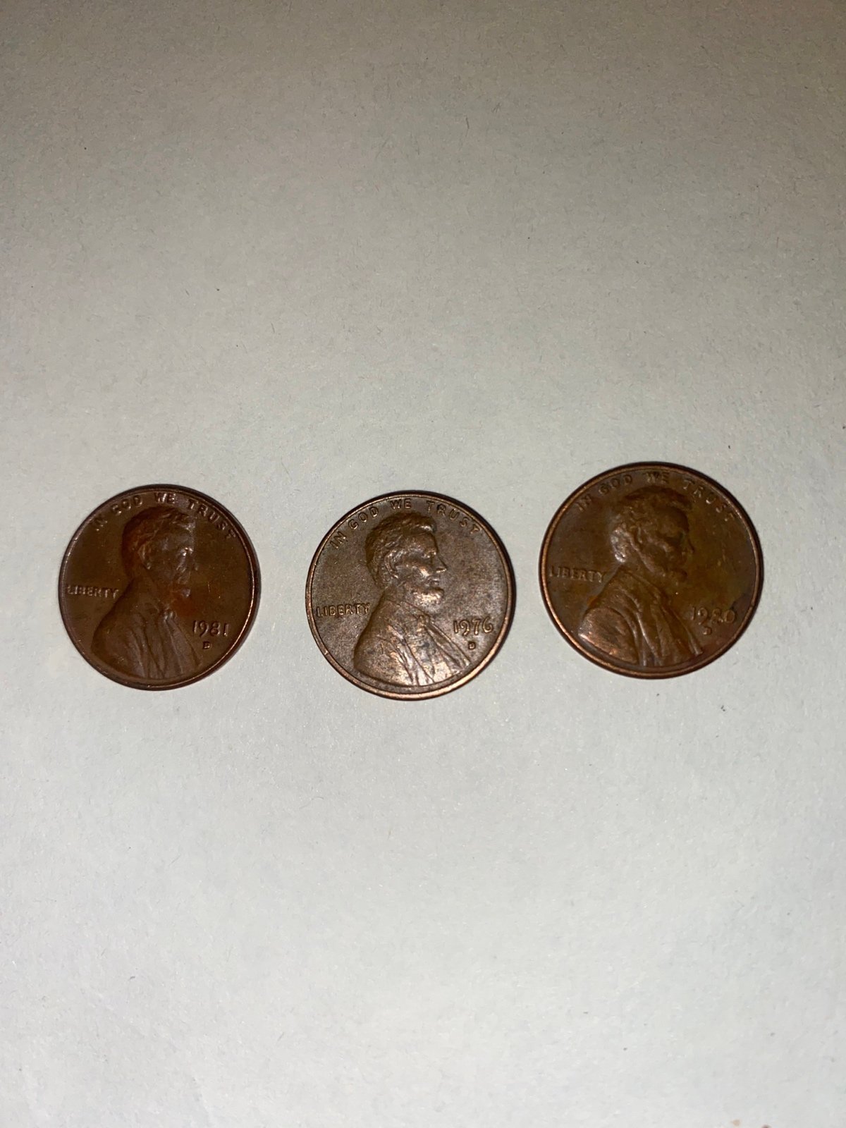 3 Pennies 1976,1980,1981 all have d mint mark