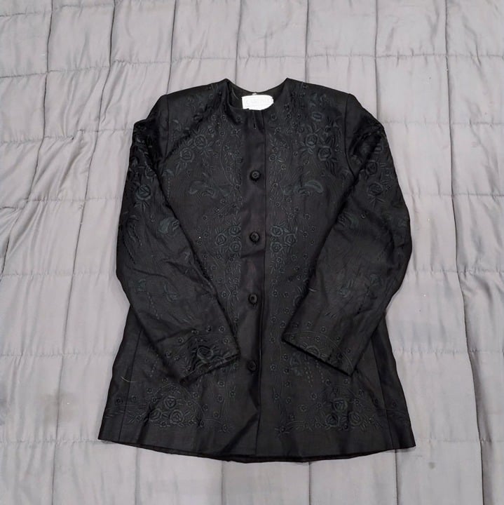 Vintage CARLISLE Embroidered Floral Women's Linen Lightweight Jacket(12)