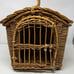 VTG Wicker Natural Pet Carrier Bed w Handle Woven Boho Small Cat Dog Pet Travel