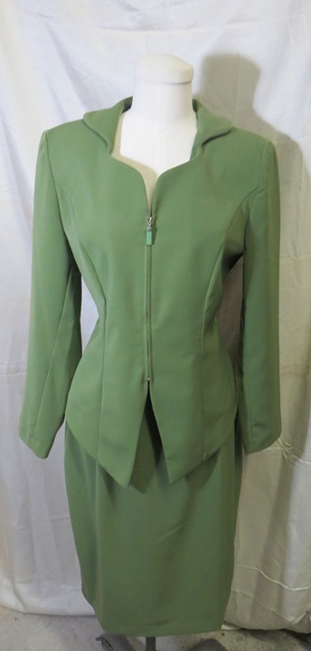 Vintage Lew Magram Collection 2 Pc Hunter Green Skirt Suit Size 8